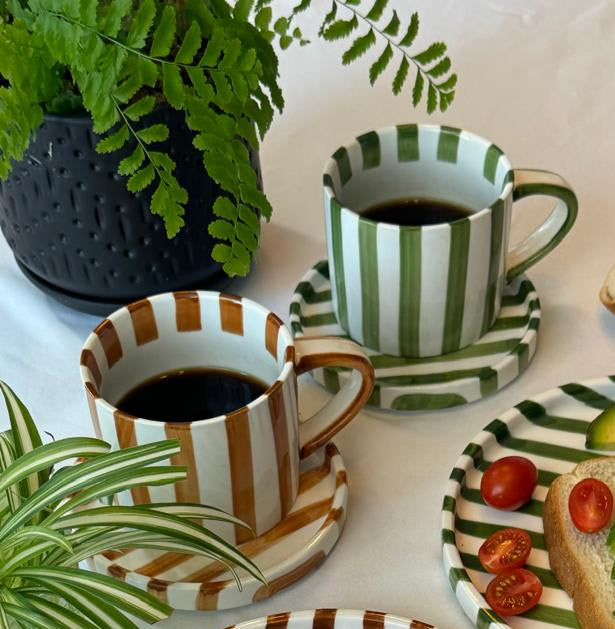 Set Vietri de Taza y plato color Café